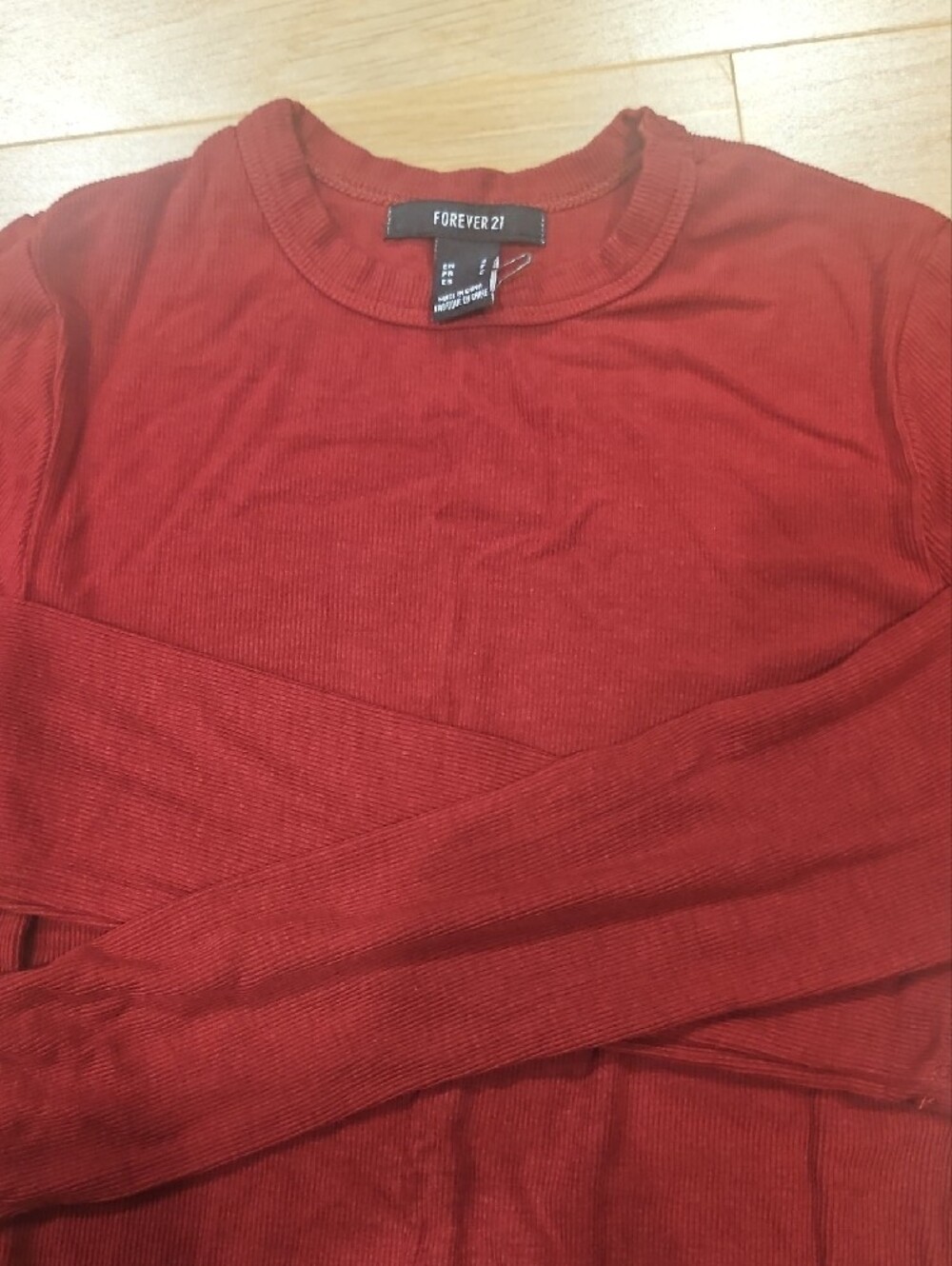 Forever 21 Long Sleeve Crewneck Shirt - Wine Red